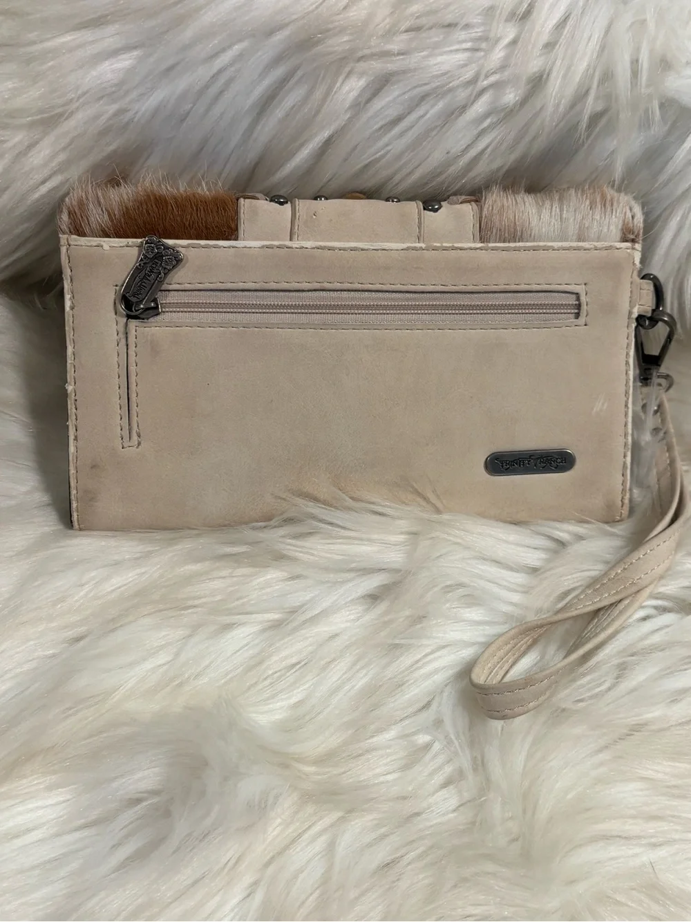 Trinity Ranch Hair On Western Wallet Wristlet Studded Fur Preloved